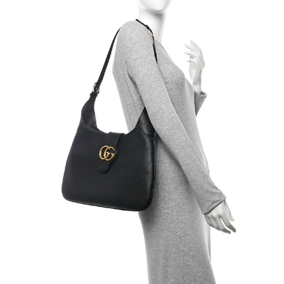 Gucci Aphrodite Medium Shoulder Bag – Black Goatskin Leather - Picture 9 of 16